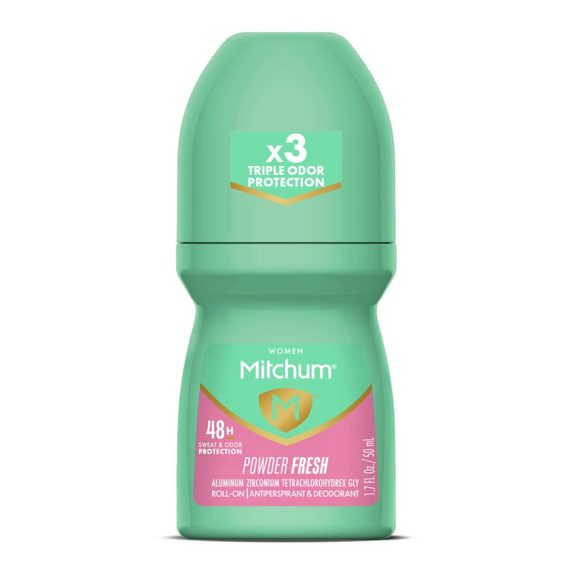 Mitchum Womens Antiperspirant Deodorant RollOn Applicator Powder Fresh Scent 48HR Sweat  Odor Protection QuickDrying Dermatologist Tested 17 oz - Image 3