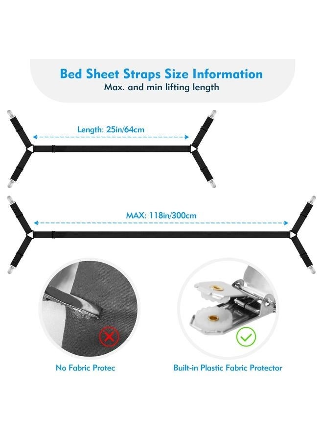 Bed Sheet Straps, 2Pcs Elastic Adjustable Bed Sheet Holder Straps, Fitted Sheet Straps to Hold Sheets in Place (Black)  - Image 2