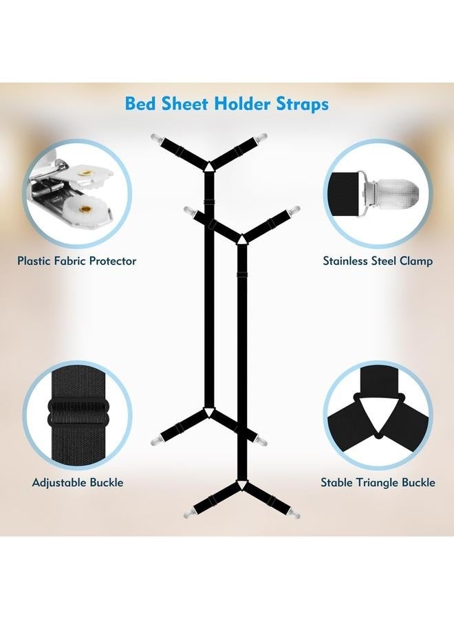 Bed Sheet Straps, 2Pcs Elastic Adjustable Bed Sheet Holder Straps, Fitted Sheet Straps to Hold Sheets in Place (Black)  - Image 4