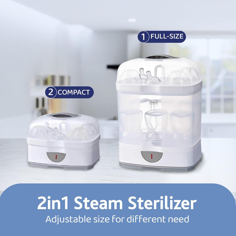 Chicco 2 in1 Steam Sterilizer | 6 Bottles | Kills 99.9% Of Germs | Stay Sterilized upto 24hrs | 5 Min Fast Sterilization | Auto Switch Off | Portable & Travel Friendly | 2 Years Warranty Cover - Image 2