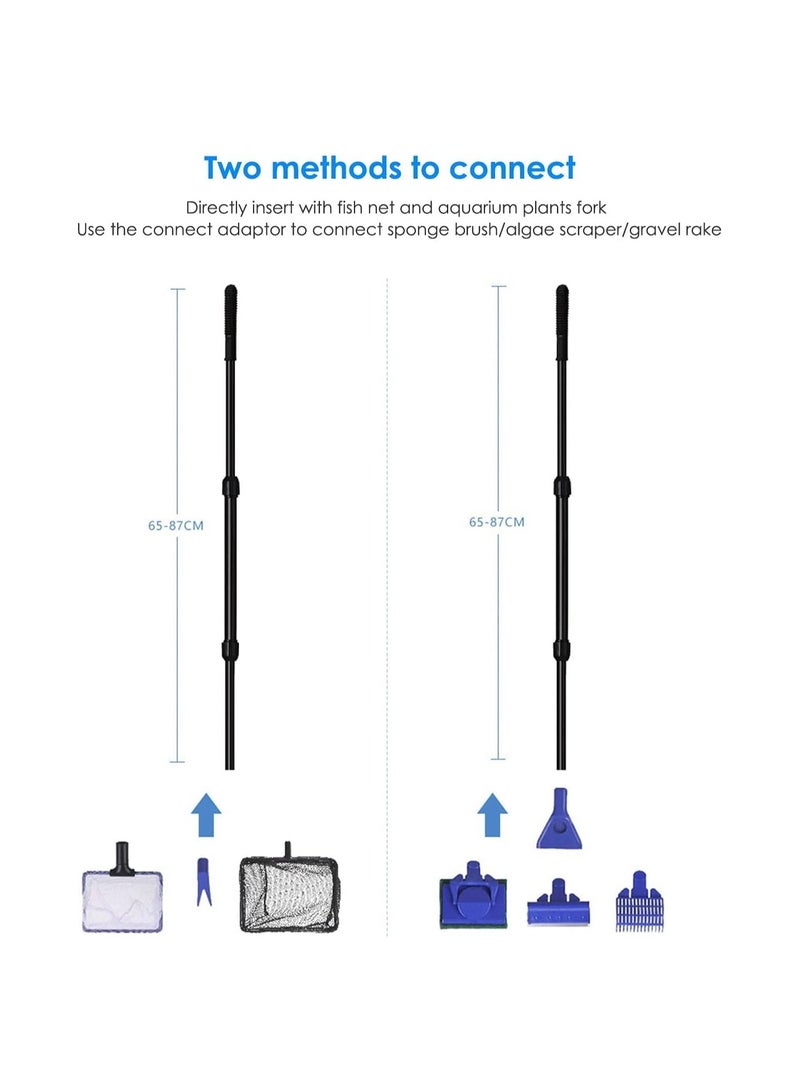 KASTWAVE مجموعة أدوات تنظيف حوض السمك، شبكة صيد السمك من SYOSI، مكشطة الطحالب، 6 في 1 مع شبكة السمك، مكشطة الطحالب، شبكة ملعقة، مجرفة حصى، شوكة نبات، إسفنجة تنظيف حوض السمك - Image 4