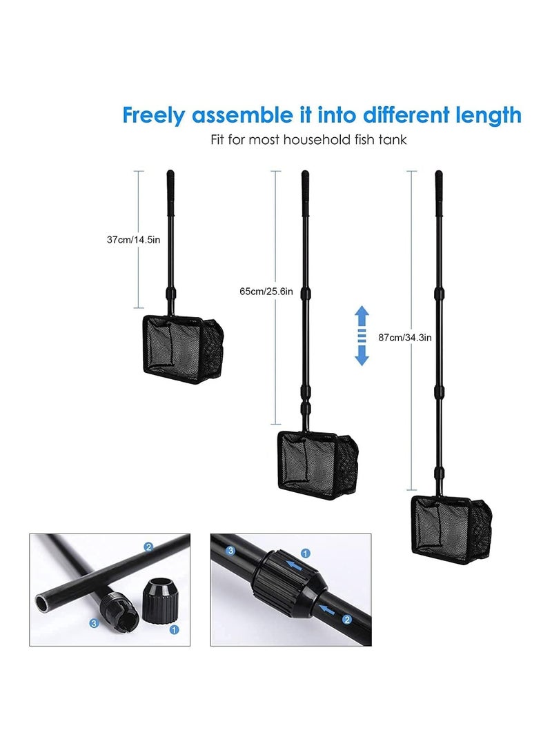 KASTWAVE مجموعة أدوات تنظيف حوض السمك، شبكة صيد السمك من SYOSI، مكشطة الطحالب، 6 في 1 مع شبكة السمك، مكشطة الطحالب، شبكة ملعقة، مجرفة حصى، شوكة نبات، إسفنجة تنظيف حوض السمك - Image 3