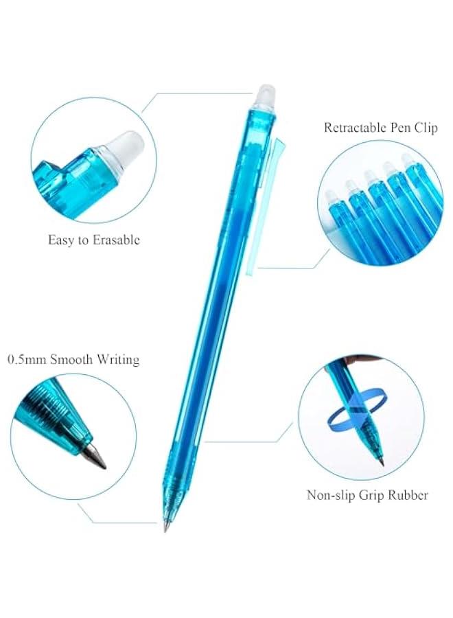 Pelican 12 Pack Retractable Erasable Gel Pens Fine Point 0.5mm Blue Ink Comfort Grip Perfect for Drawing Writing Planners Puzzles  - Image 3