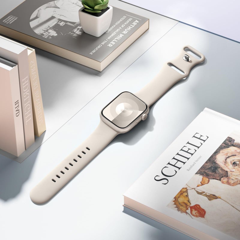 DaQin Sport Band Compatible with Apple Watch Bands 40mm 41mm 42mm 44mm 45mm 46mm 49mm 38mm for Women Men, Soft Silicone Waterproof Strap for iWatch Series 11 10 9 8 7 6 5 4 3 2 1 SE Ultra, Starlight - Image 3