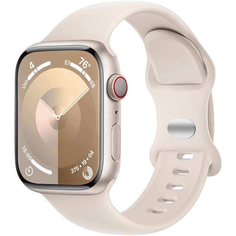DaQin Sport Band Compatible with Apple Watch Bands 40mm 41mm 42mm 44mm 45mm 46mm 49mm 38mm for Women Men, Soft Silicone Waterproof Strap for iWatch Series 11 10 9 8 7 6 5 4 3 2 1 SE Ultra, Starlight - Image 1