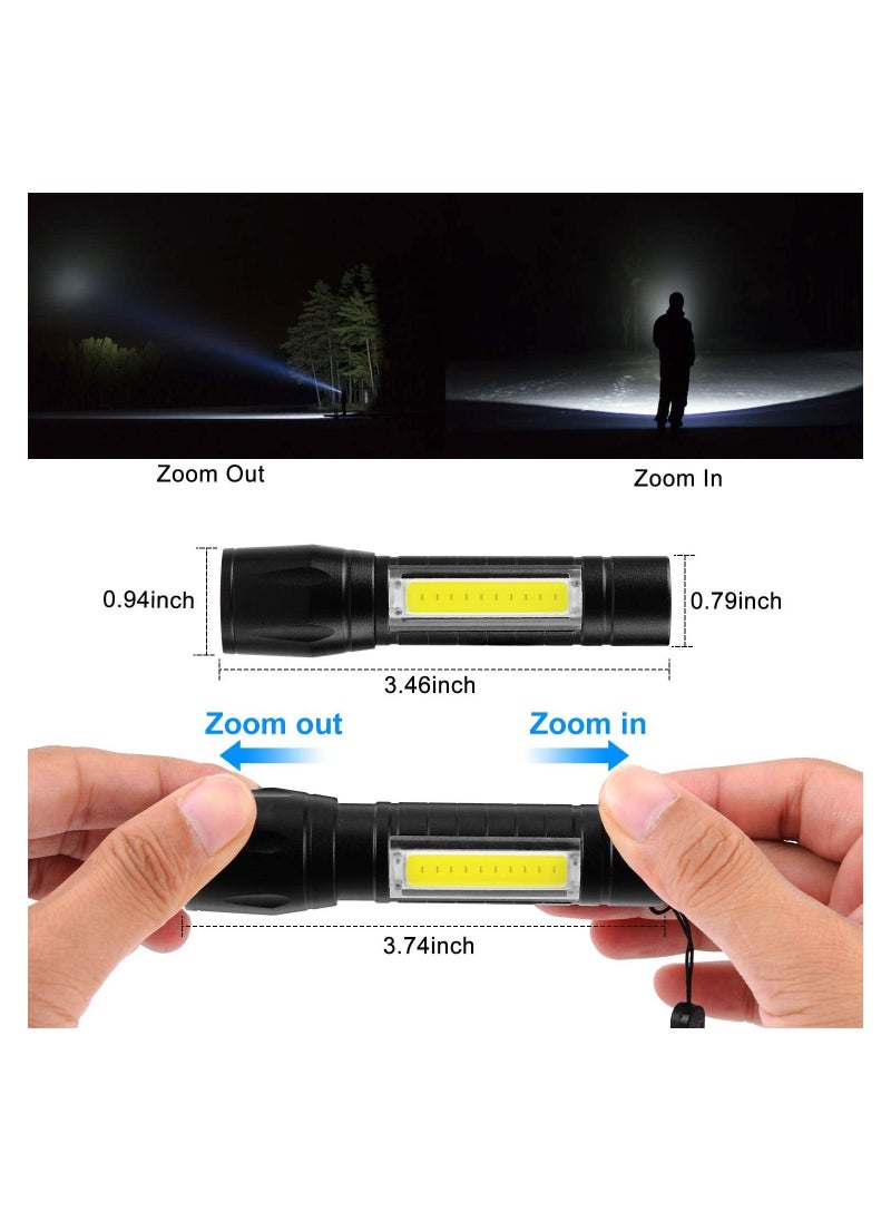 ماركة غير محددة - كشاف يد بحجم الجيب باضاءة LED COB قابل للتكبير ومن 3 انماط للاضاءة، شحن USB  (عبوة من 3 قطع) - Image 1