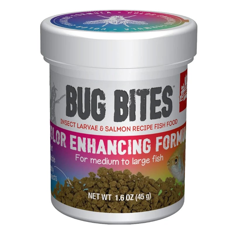 Fluval Bug Bites Color Enhancing Fish Food for Tropical Fish, Granules for Medium to Large Sized Fish, 1.6 oz., A6589, Brown - Image 1