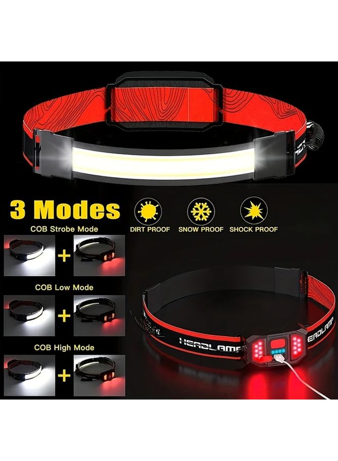 Security Headlamp Rechargeable LED Floodlight Red Taillight for Camping - Image 2