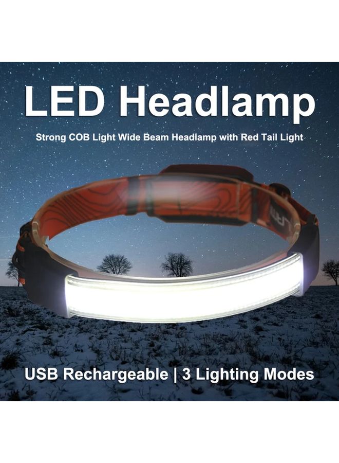 Security Headlamp Rechargeable LED Floodlight Red Taillight for Camping - Image 1
