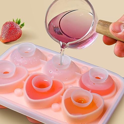 IDVVSSX Rose Ice Cube Mold, Heart Shapes Ice Cube Tray, Silicone Ice Mold Fun Shapes with Clear Funnel-type Lid, 3 Heart & 3 Rose Ice Balls for Chilling Whiskey Cocktails Drinks, Pink - Image 4