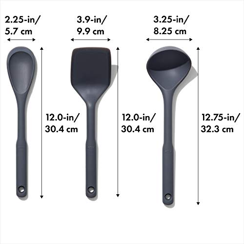 OXO Good Grips 3-Piece Silicone Utensil Set, Gray, One size - Image 2