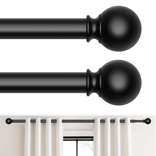 JRZOO 2 Pack Curtain Rod for Windows 18-45 Inch, Black 5/8 Inch Small Window Treatment Rods, Short Adjustable Splicing Drapery pole, Matte Black - Image 1