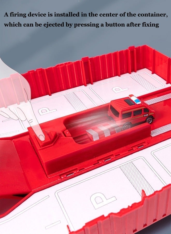 Container Truck Playset Fire Container Truck Toys Foldable Truck Toys With Crane Inertial Drive With Lights and Music - Image 5
