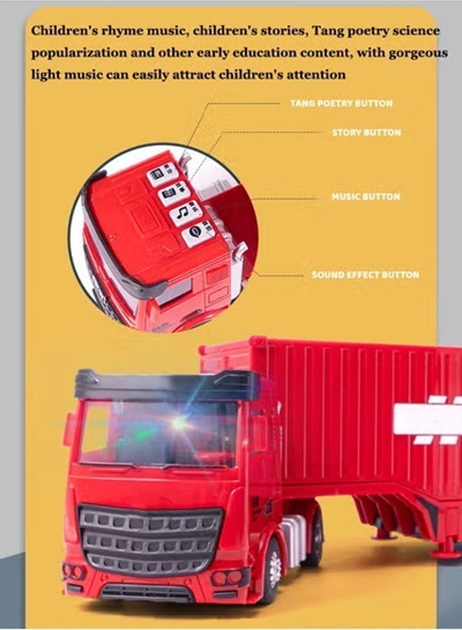 Container Truck Playset Fire Container Truck Toys Foldable Truck Toys With Crane Inertial Drive With Lights and Music - Image 3