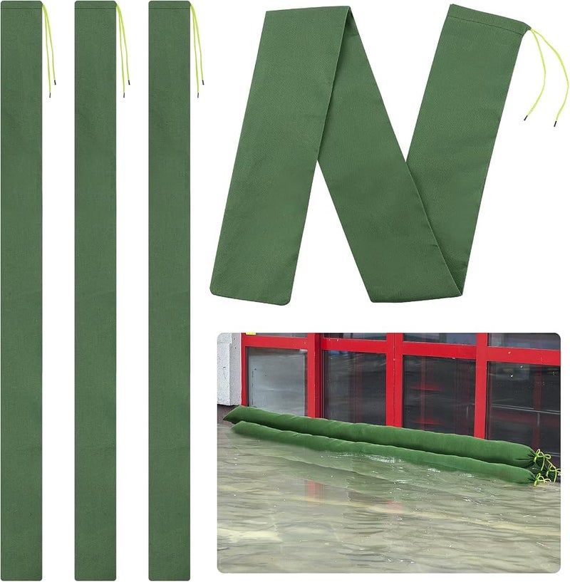 Biubee 4 Pcs 6' × 6" Long Sand Bags for Flooding - Thickened Canvas Flood Protection Sandbag Tube with Elastic Band, Reusable Flood Rain Wind Barrier Sand Bag Tube for Door Window Flood Control - Image 1