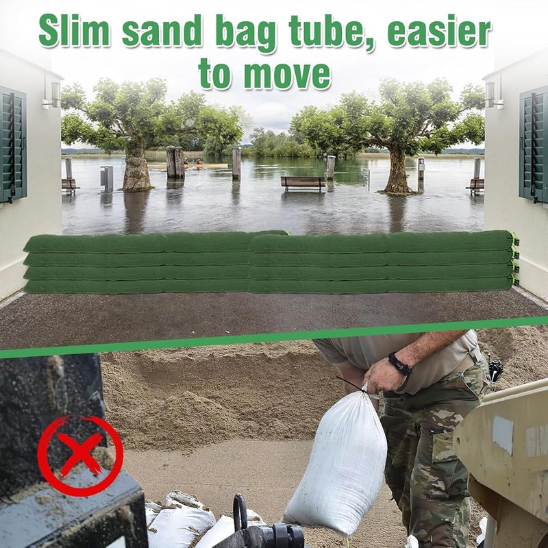Biubee 4 Pcs 6' × 6" Long Sand Bags for Flooding - Thickened Canvas Flood Protection Sandbag Tube with Elastic Band, Reusable Flood Rain Wind Barrier Sand Bag Tube for Door Window Flood Control - Image 3