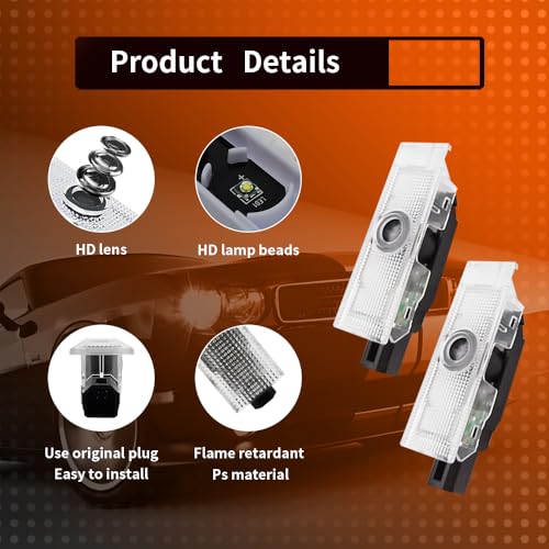 uuakarin 2 PCS LED Door Logo Lights Projector Compatible for Challenger 2015-present HD Ghost Shadow Light Puddle Lights Courtesy Step Lamps Kit Car Accessories (car line, Challenger) - Image 3