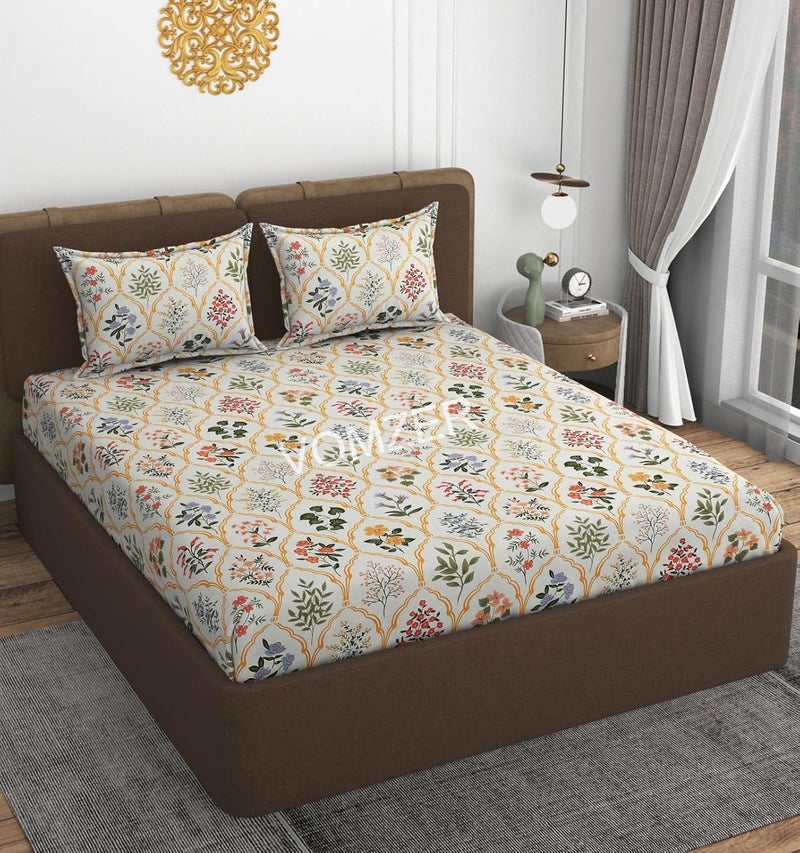 VOMZER Cotton Feel King Size Flat Bedsheet for Double Bed, 1 Cotton Feel Bed Sheet Double Bed (90 X 100 Inches) with 2 Pillow Cover - Image 4