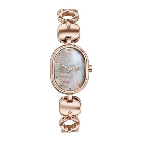 Fastrack Style Up Quartz Analog Mother of Pearl Dial Rose Gold Metal Strap Watch for Girls - Image 1