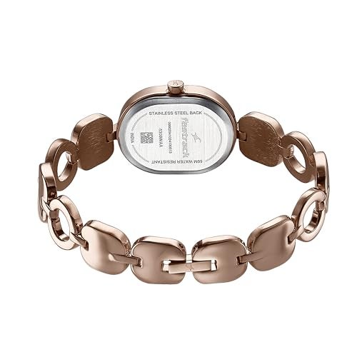 Fastrack Style Up Quartz Analog Mother of Pearl Dial Rose Gold Metal Strap Watch for Girls - Image 2