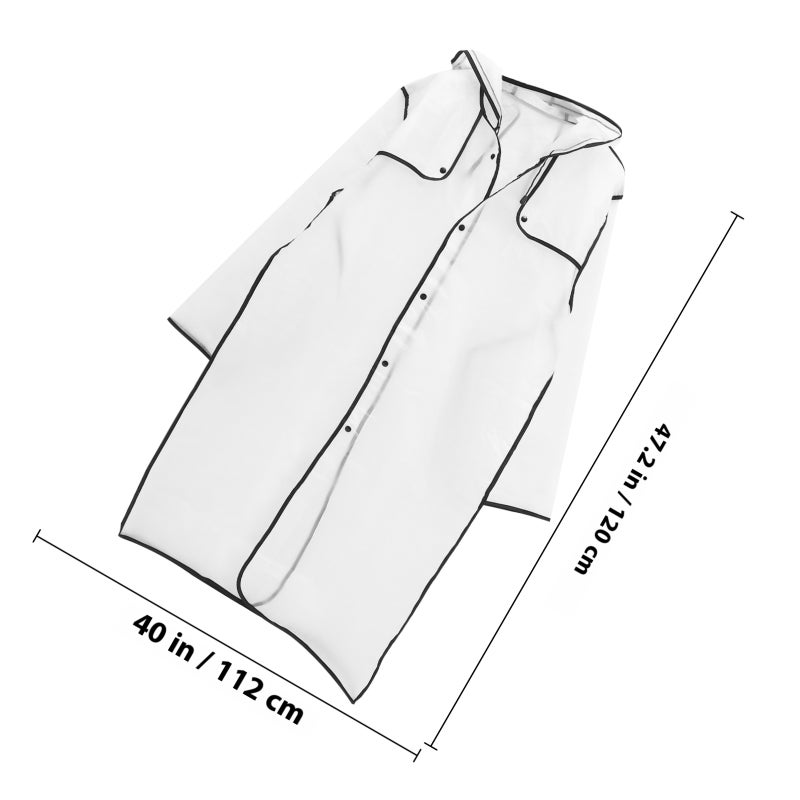 Fashion Transparent Raincoat Hooded Rain Coat Mid- Lightweight Rainwear Black (Black, Size XL) - Image 2