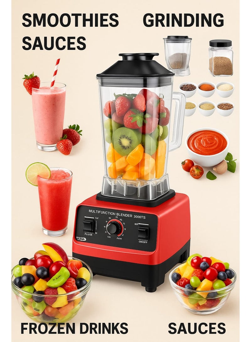 خلاط كهربائي قوي - خلاط كهربائي احترافي متعدد الوظائف 2 في 1 من سيفين كريست، مزود بمطحنة قوية للحبوب والتوابل، وكسارة ثلج، وصانعة سموثي، وخلاط عصائر، ومطحنة قهوة، وخلاط جاف ورطب، ومفرمة مكسرات، ومطحنة توابل، ومحضر طعام للمطبخ المنزلي - أحمر وأسود. خلاط كهربائي متعدد الوظائف. - Image 2