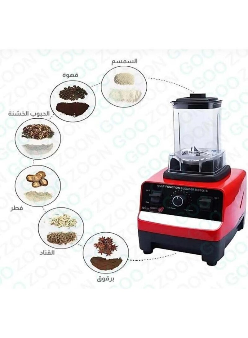خلاط كهربائي قوي - خلاط كهربائي احترافي متعدد الوظائف 2 في 1 من سيفين كريست، مزود بمطحنة قوية للحبوب والتوابل، وكسارة ثلج، وصانعة سموثي، وخلاط عصائر، ومطحنة قهوة، وخلاط جاف ورطب، ومفرمة مكسرات، ومطحنة توابل، ومحضر طعام للمطبخ المنزلي - أحمر وأسود. خلاط كهربائي متعدد الوظائف. - Image 4