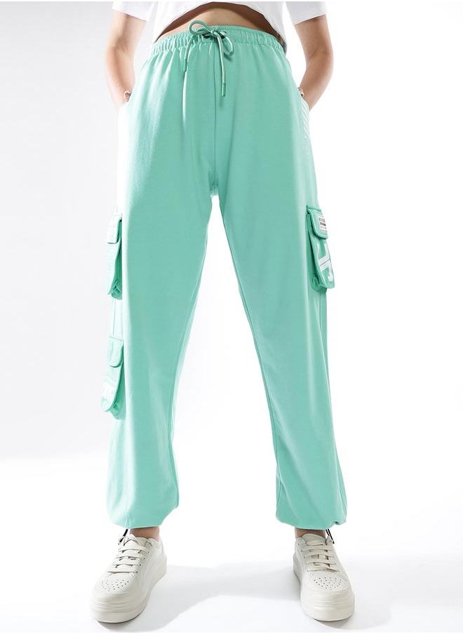 Hubberholme Women's Multicolour Terry Colourblocked Regular Length Jogger Track Pant  - Image 4