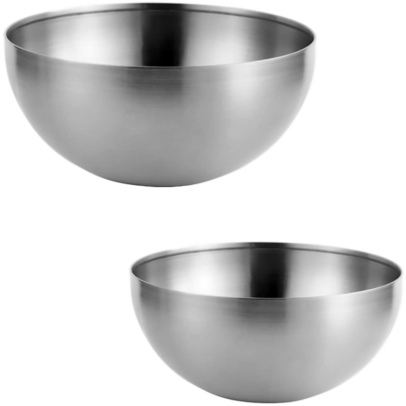 Dadamong Stainless Steel Salad Serving Bowls Nesting Mixing Bowls for Cooking Baking Prepping Set of 2 Small Large 59 79 Inch Silver