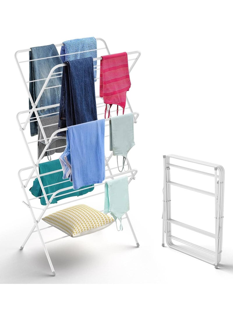 DubaiGallery 3 Tier Steel Folding Concertina Clothes Airer Laundry Horse Dryer Ideal For Indoor Outdoor - Image 1