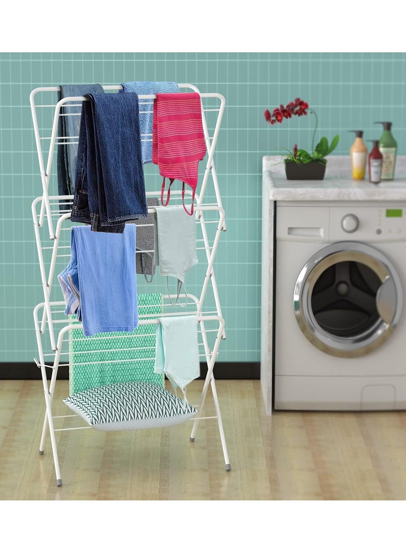 DubaiGallery 3 Tier Steel Folding Concertina Clothes Airer Laundry Horse Dryer Ideal For Indoor Outdoor - Image 3