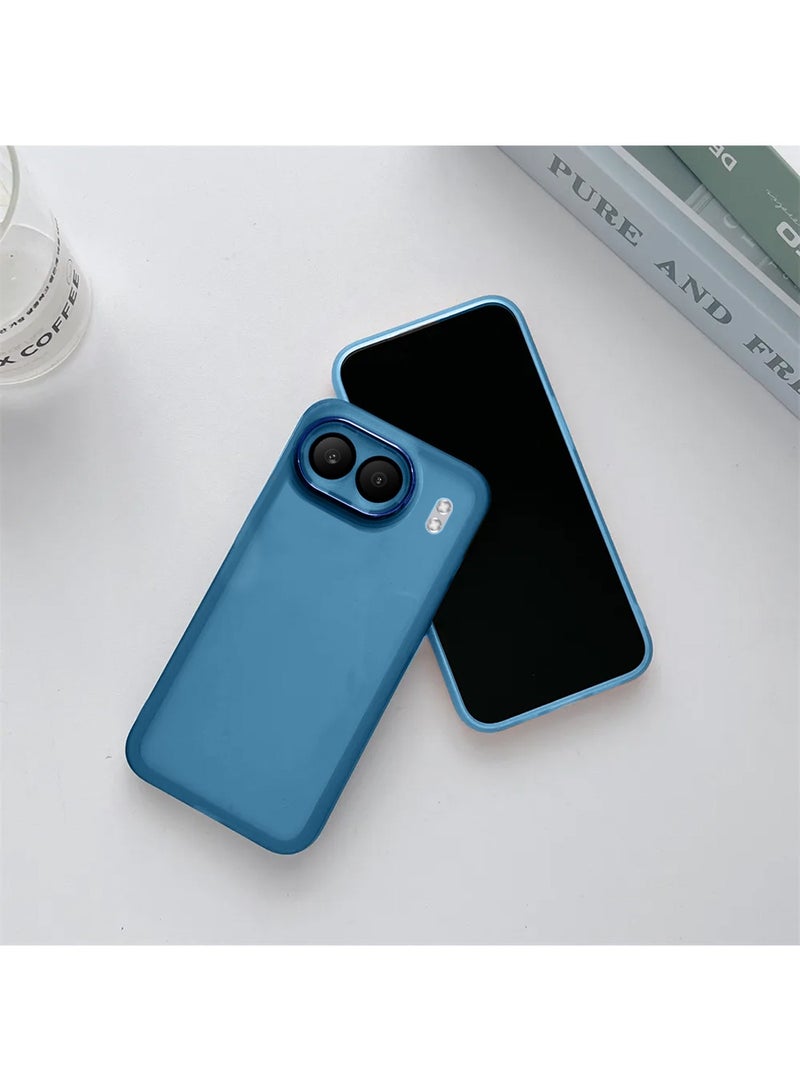 Wtech OnePlus Nord 4G 2024 Soft Transparent TPU Silicone Ultra Thin Phone Stylish Electroplated Camera Border Back Case Cover - Blue - Image 2
