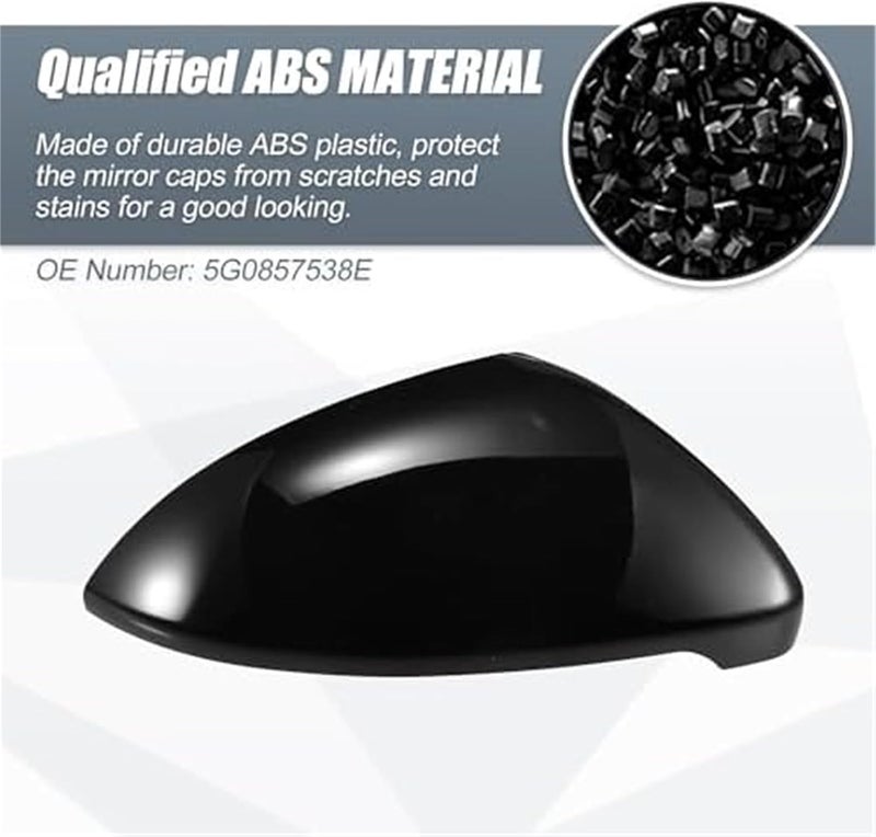 QASULER Gloss Black Right Side Mirror Cover for Volkswagen Golf MK7 - Image 5