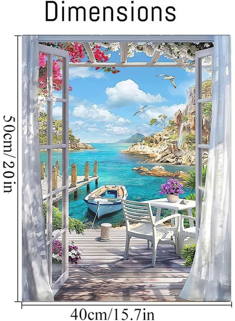 HZYH Paint by Numbers for Adults Kids, 16x20 Inch Canvas Beach Landscape Kit, Includes 3 Brushes and Acrylic Paint, Frameless DIY Art for Home Decor  Gifts - Image 2