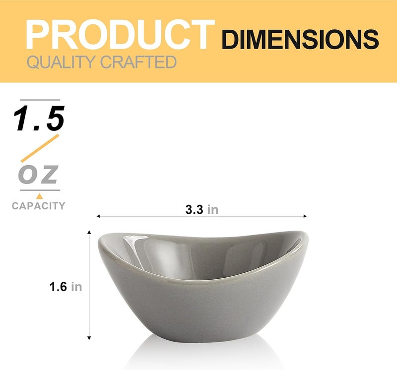 Swuut Ceramic Dipping Bowls Set of 615 Oz White Dip Pinch BowlSoy Sauce DishesMini Bowls for Charcuterie Board SushiTomato SauceBBQ and Party SuppliesGrey - Image 2