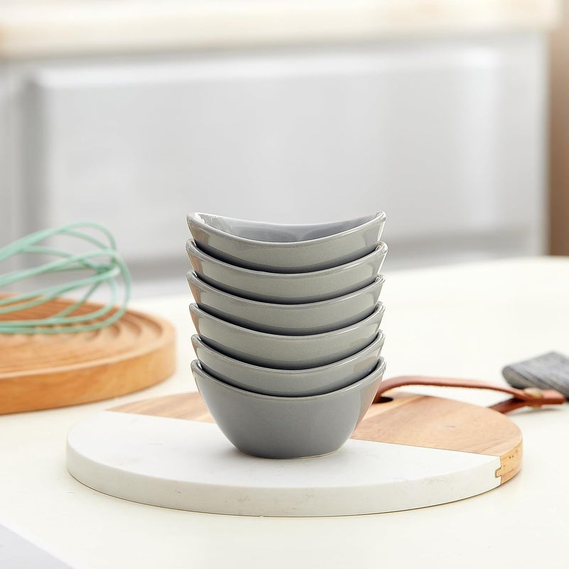 Swuut Ceramic Dipping Bowls Set of 615 Oz White Dip Pinch BowlSoy Sauce DishesMini Bowls for Charcuterie Board SushiTomato SauceBBQ and Party SuppliesGrey - Image 4