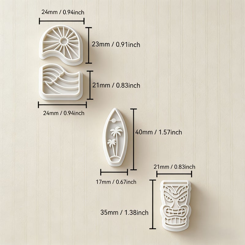 White 4 Piece Polymer Clay Cutting Mold Set Summer Beach Three Dimensional Molds For Creating Tropical Vibe Instagram Style Jewelry - Image 4