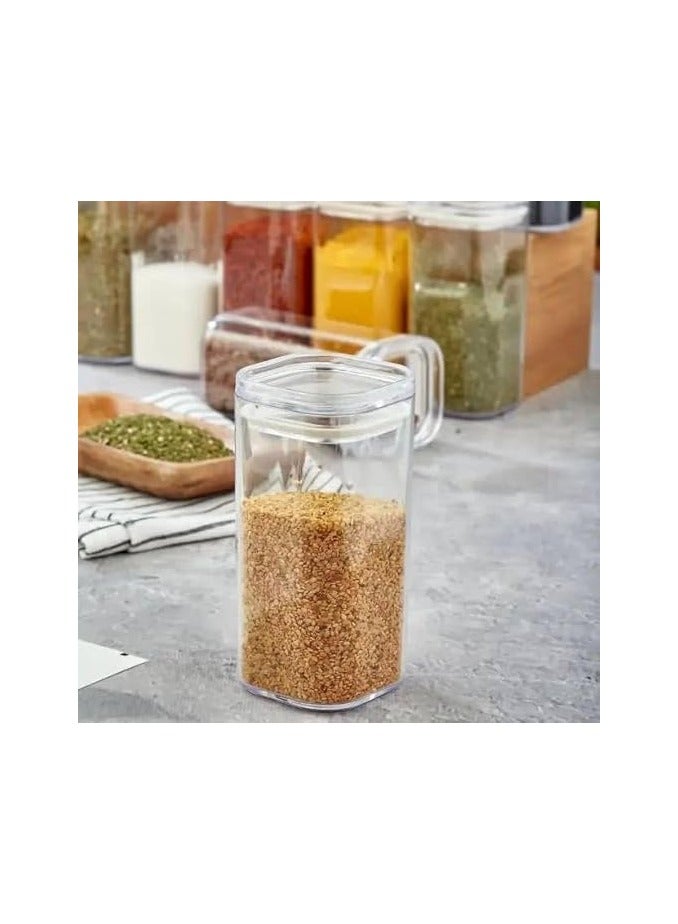 Turkish Acrylic High Storage Container Set for Legumes and Condiments, 250 ml, Clear with Silicone Gaskets for Air and Liquid Seal (12 Pieces) - Image 2