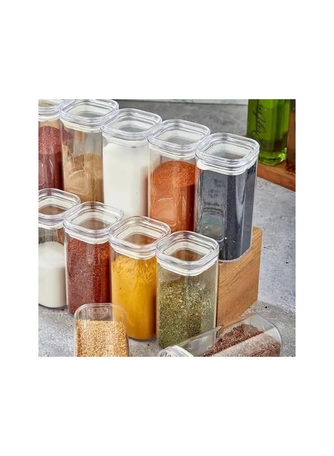 Turkish Acrylic High Storage Container Set for Legumes and Condiments, 250 ml, Clear with Silicone Gaskets for Air and Liquid Seal (12 Pieces) - Image 3