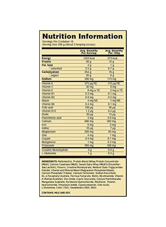 Optimum Nutrition (ON) Serious Mass CHOCOLATE 5.44KG - Image 2