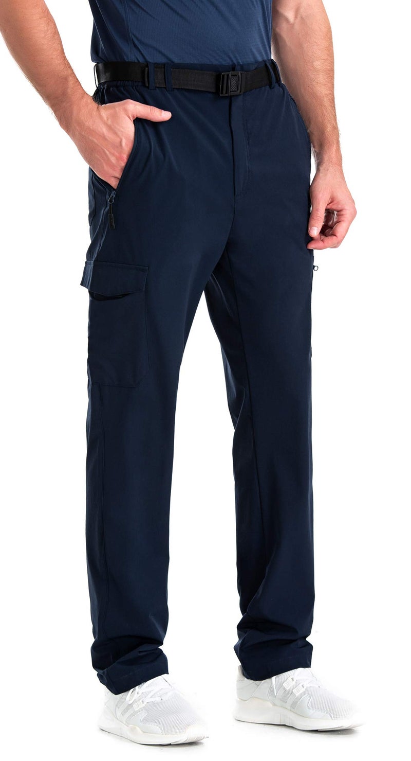 clothin Mens ElasticWaist Travel Pant Stretchy Lightweight Pant MultiPockets Quick Dry BreathableBlack 2XL32