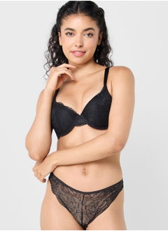 Lace Detail High Leg Thong