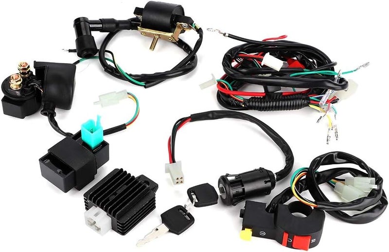 Tbest Electric Start Quad,110 Pit Bike Electric Start Wiring Harness,Powersports Wiring Harnesses,Complete Kick Start Engine Wiring Harness Kit For 110Cc Dirt Bike Modified Parts Updated modern design - Image 1