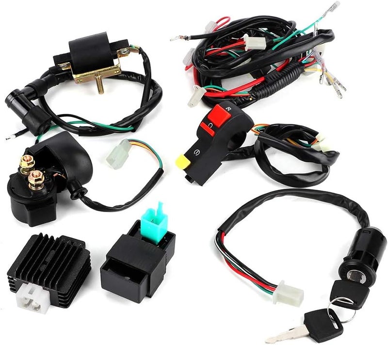 Tbest Electric Start Quad,110 Pit Bike Electric Start Wiring Harness,Powersports Wiring Harnesses,Complete Kick Start Engine Wiring Harness Kit For 110Cc Dirt Bike Modified Parts Updated modern design - Image 5