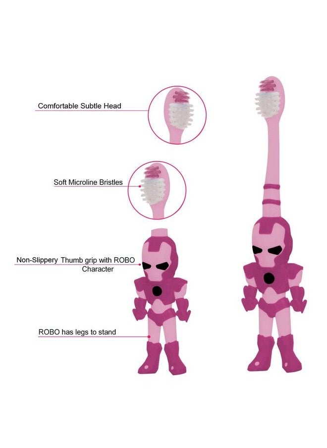 BuddsBuddy Combo Of 6 Robo Kids Tooth Brush Bb3013 6 Pcs Multi Color  - Image 4