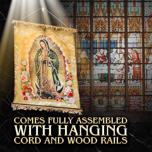 Nuestra Fe Banner Virgen de Guadalupe - San Miguel Arcangel - Catholic Wall Art - Arcangel Miguel - Virgin Mary Wall Art - Cuadro de la Virgen de Guadalupe - Catholic Artwork - Imagenes Catolicas - Virgin Frame - Image 4
