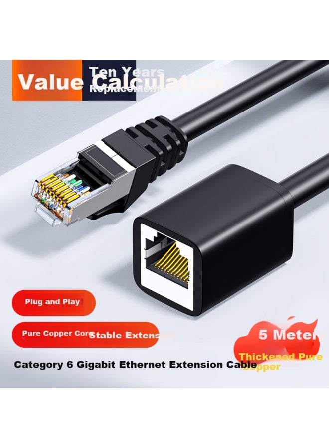 Rj45 Ethernet Cable Extension Cat6 Network Connector Extender Gigabit Broadband Male To Female Pure Copper Twisted Pair Cable 5m Wyp6050