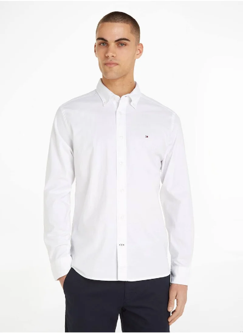 TOMMY HILFIGER Men's Oxford Flex Shirt - Cotton, White