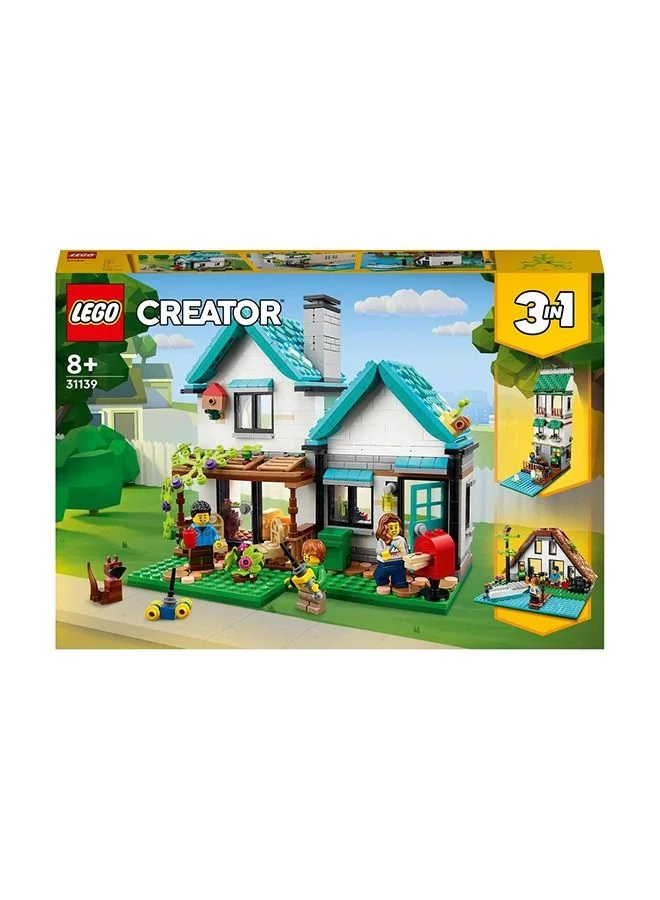 LEGO LEGO® Creator Cozy House 31139 Building Toy Set Featuring a Family House, Canal House and Lake House; Imaginative Models to Inspire Role Play for Kids Aged 8+ (808 Pieces)