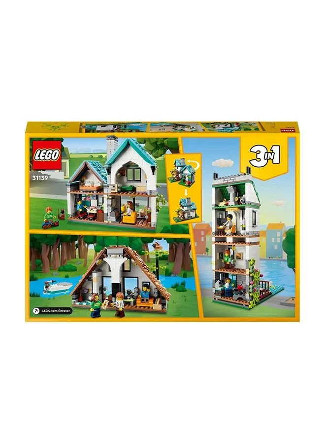 LEGO LEGO® Creator Cozy House 31139 Building Toy Set Featuring a Family House, Canal House and Lake House; Imaginative Models to Inspire Role Play for Kids Aged 8+ (808 Pieces)